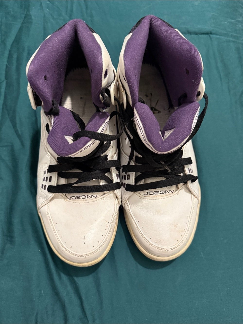 Jordan White and Purple High-Top Sneakers